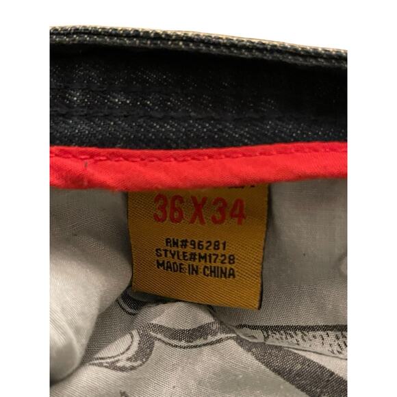 Mens Makobi Jeans 36x34 Blue Faded Distressed Zipper Pockets Streetwear Y2K - Picture 8 of 16